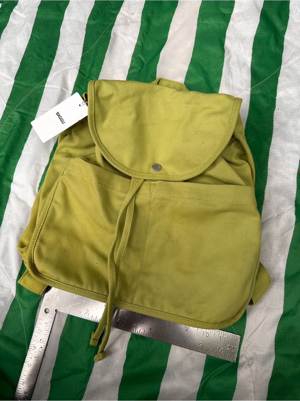 BAGGU pistachio canvas backpack